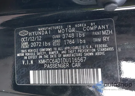 2013 Hyundai Veloster Base W/Gray z USA, uszkodzony, nr VIN KMHTC6AD1DU116567